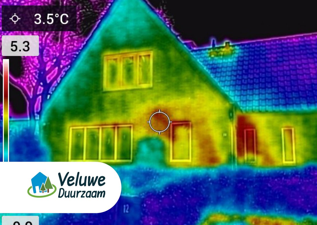 Afbeelding van een huis met warmtescan